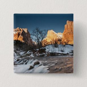 USA, Utah, Zion National Park. Mountain sunrise 15 Cm Square Badge