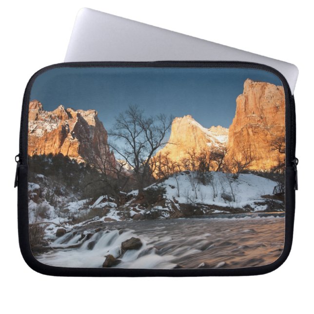 USA, Utah, Zion National Park. Mountain sunrise Laptop Sleeve (Front)