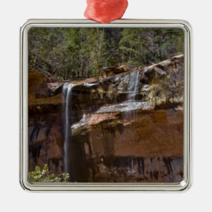 USA, Utah, Zion National Park, Water Falls at Metal Ornament