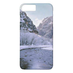 USA, Utah, Zion NP. New snow covers the canyon