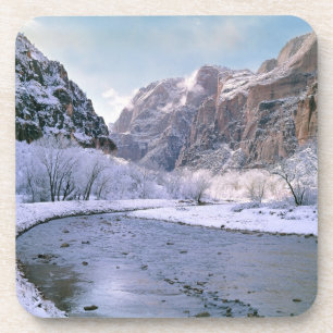 USA, Utah, Zion NP. New snow covers the canyon Coaster
