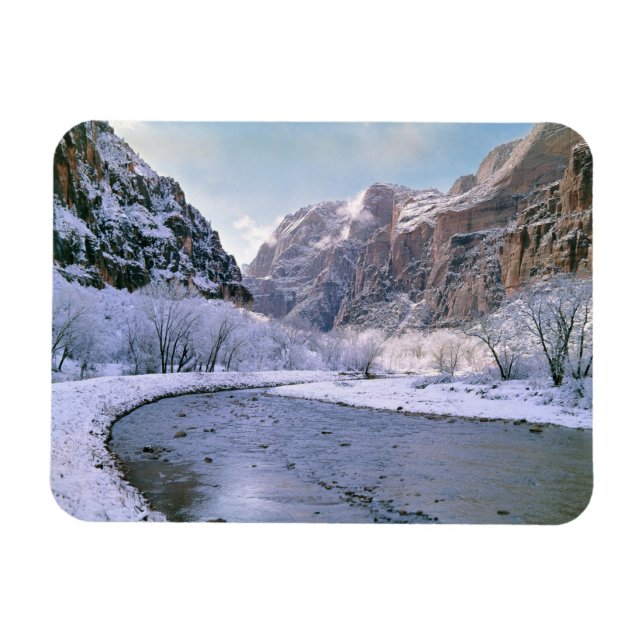 USA, Utah, Zion NP. New snow covers the canyon Magnet (Horizontal)
