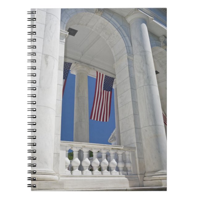 USA, VA, Arlington. American Flags are hung Notebook (Front)