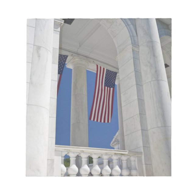 USA, VA, Arlington. American Flags are hung Notepad (Front)