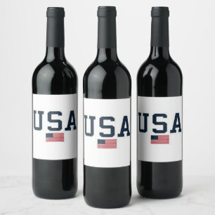 USA varsity letters American Flag Gym Sports Wine Label