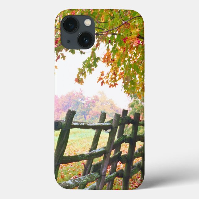 USA, Vermont. Fence under fall foliage. Case-Mate iPhone Case (Back)