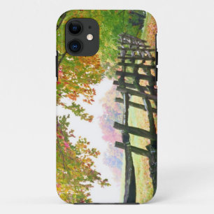 USA, Vermont. Fence under fall foliage. iPhone 11 Case