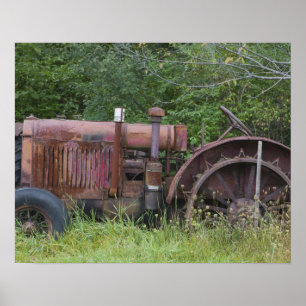USA, Vermont, MANCHESTER: Antique Farm Tractor Poster