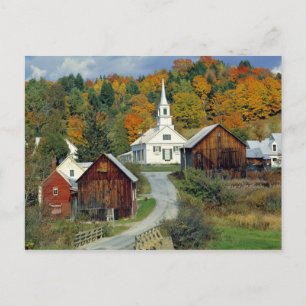 USA, Vermont, Waits River. Fall foliage adds Postcard