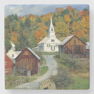USA, Vermont, Waits River. Fall foliage adds Stone Coaster