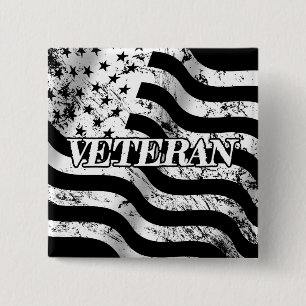 USA Veteran - white vintage 15 Cm Square Badge