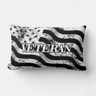 USA Veteran - white vintage Lumbar Cushion