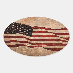 USA Vintage American Flag Oval Sticker
