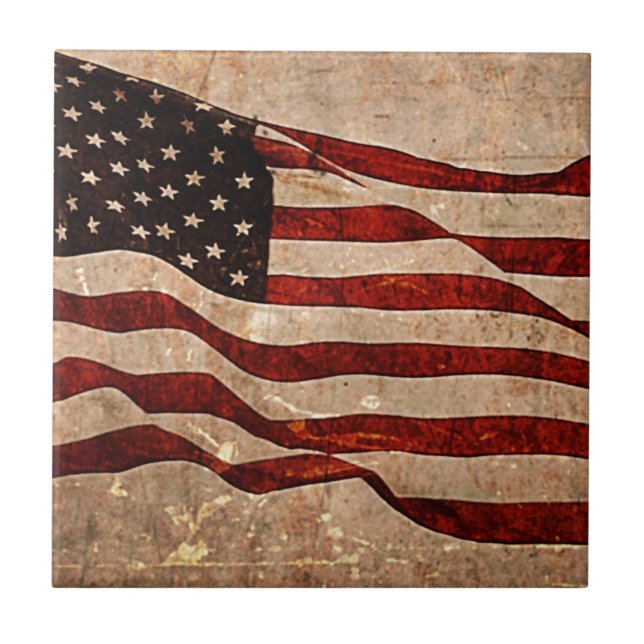 USA Vintage American Flag Tile (Front)
