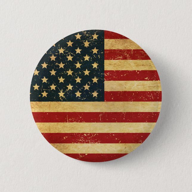 USA Vintage Grunge Flag Button (Front)