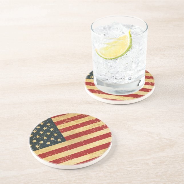 USA Vintage Grunge Flag Coaster (Side)