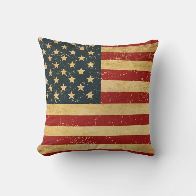 USA Vintage Grunge Flag Cushion (Front)
