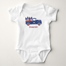 USA Vintage Truck Blue and Red Firecracker Baby Bodysuit