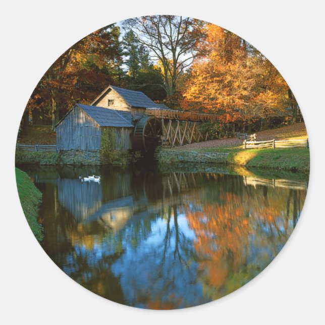 USA, Virginia, Blue Ridge Parkway, Mabry Mill Classic Round Sticker (Front)