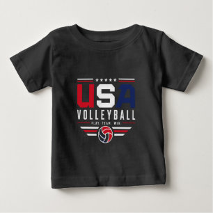 USA Volleyball Play Team Win Patriotic Sports Desi Baby T-Shirt