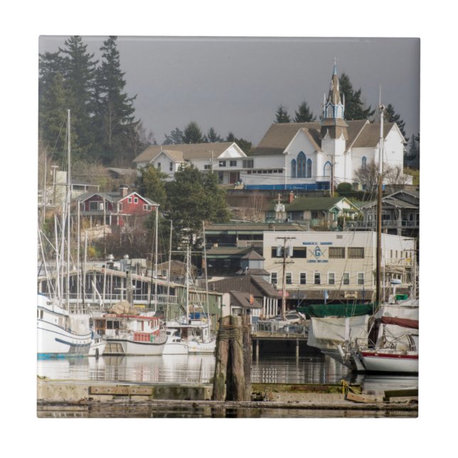 USA, Wa, Kitsap Peninsula. Scenic Town. Ceramic Tile (Front)
