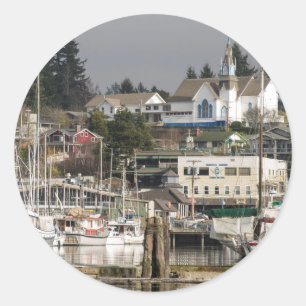 USA, Wa, Kitsap Peninsula. Scenic Town. Classic Round Sticker
