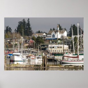 USA, Wa, Kitsap Peninsula. Scenic Town. Poster