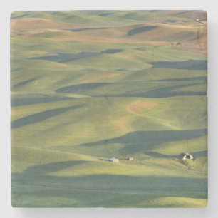 USA, WA, Whitman Co., Palouse Farm Fields From Stone Coaster