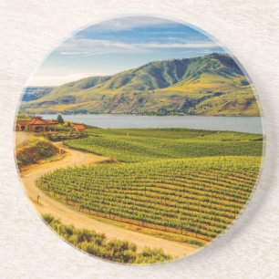 USA, Washington, Lake Chelan. Benson Vineyards Coaster