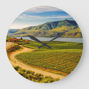 USA, Washington, Lake Chelan. Benson Vineyards Large Clock