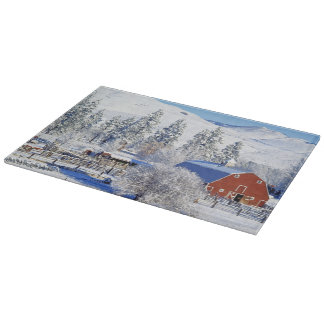 USA, Washington, Methow Valley, Barns in Cutting Board