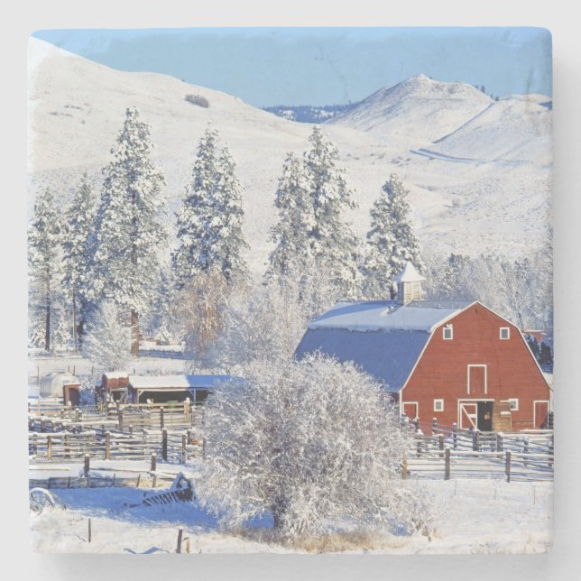 USA, Washington, Methow Valley, Barns in Stone Coaster (Front)