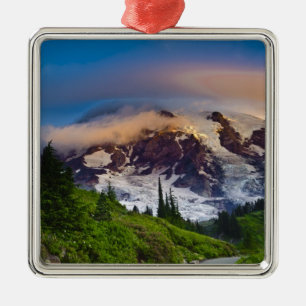USA, Washington, Mt. Rainier. Morning sun Metal Tree Decoration