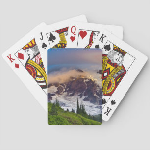 USA, Washington, Mt. Rainier. Morning sun Playing Cards