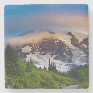 USA, Washington, Mt. Rainier. Morning sun Stone Coaster