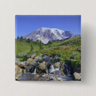USA, Washington, Mt. Rainier NP, Mt. Rainier and 2 15 Cm Square Badge