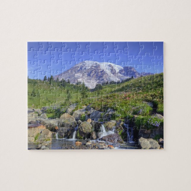 USA, Washington, Mt. Rainier NP, Mt. Rainier and 2 Jigsaw Puzzle (Horizontal)