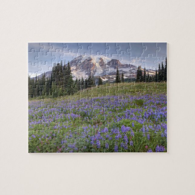 USA, Washington, Mt. Rainier NP, Mt. Rainier and Jigsaw Puzzle (Horizontal)