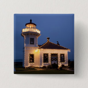 USA, Washington, Mukilteo. Mukilteo Lighthouse 15 Cm Square Badge