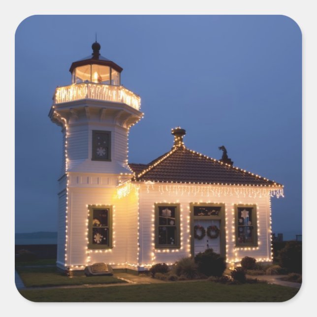 USA, Washington, Mukilteo. Mukilteo Lighthouse Square Sticker (Front)