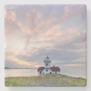 USA, Washington, San Juan Islands. Sunset Stone Coaster