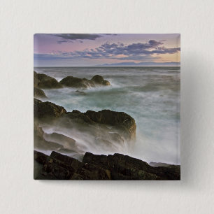 USA, Washington, San Juan Islands. Waves crash 15 Cm Square Badge