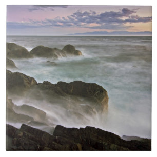USA, Washington, San Juan Islands. Waves crash Ceramic Tile