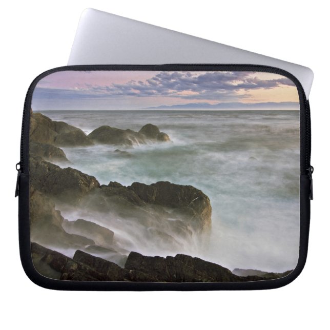 USA, Washington, San Juan Islands.  Waves crash Laptop Sleeve (Front)