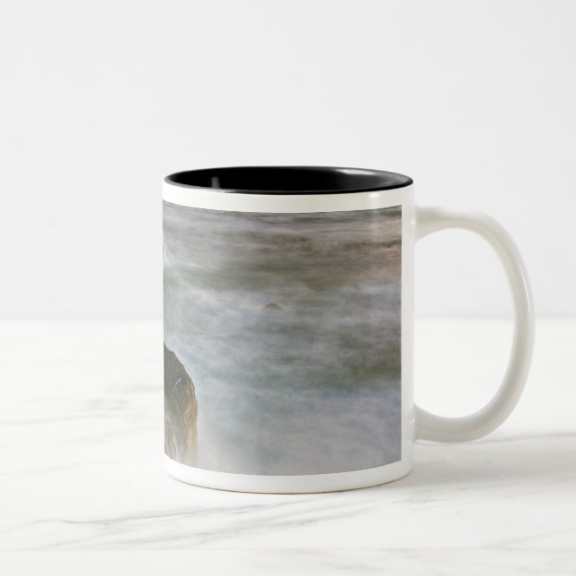 USA, Washington, San Juan Islands.  Waves crash Two-Tone Coffee Mug (Right)