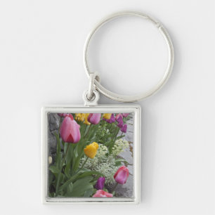 USA, Washington, Seabeck. Tulips line garden Key Ring