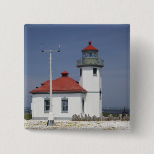 USA, Washington, Seattle, Alki Point Lighthouse, 2 15 Cm Square Badge