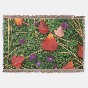 USA, Washington, Spokane County, Hawthorn Leaves 3 Throw Blanket