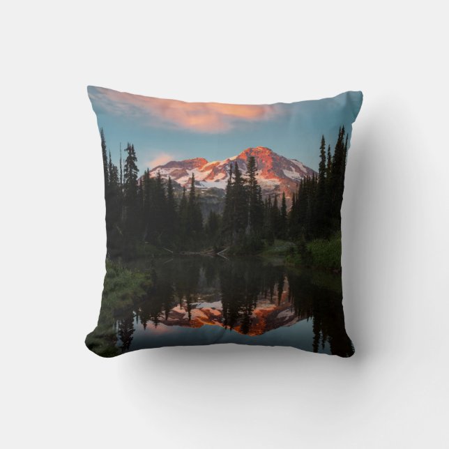 USA, Washington State. Mt. Rainier Reflected Cushion (Front)
