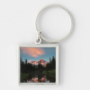 USA, Washington State. Mt. Rainier Reflected Key Ring